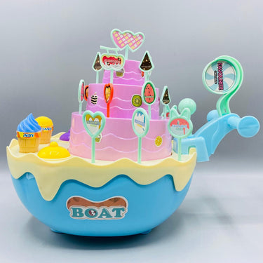 funny cake boat with light and sound